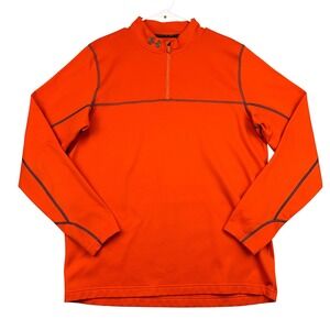 Under Armour Pullover Mens XL Orange ColdGear Fitted Quarter Zip Thermal Top